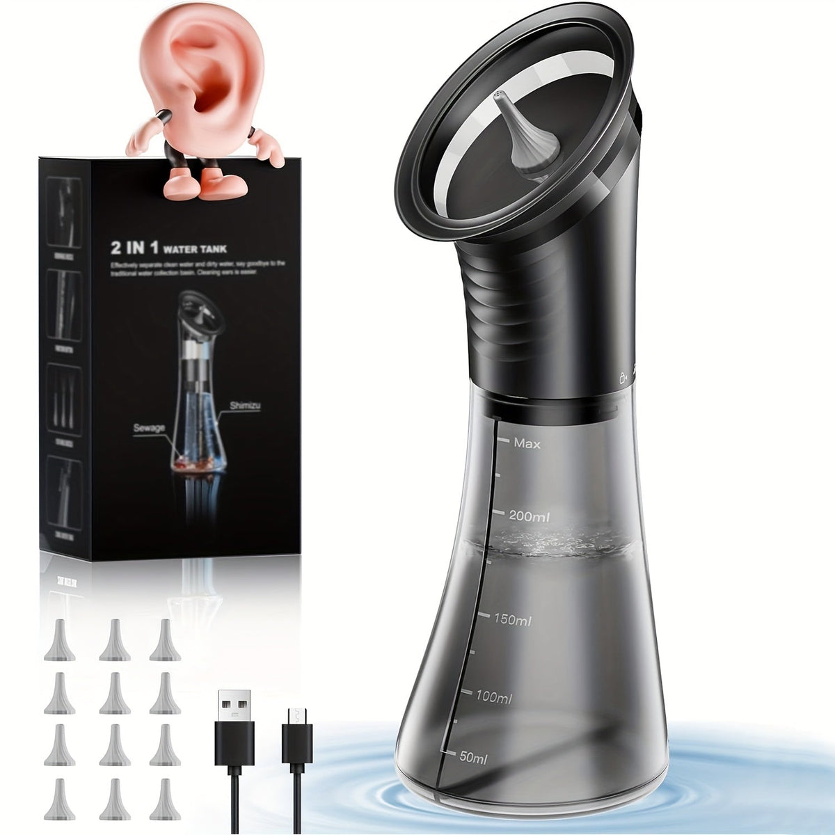 Ear Wax Removal Kit with Temp Sensor and Medical-Grade Safe Home Ear Care System