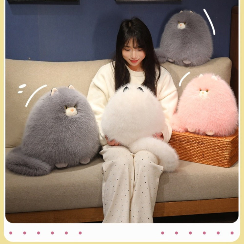 Silly Long Hair Cat Plush Pillow for Cat Lovers, Soft and Comforting for Sleep