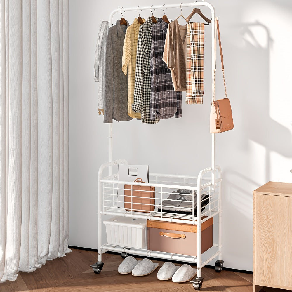 Laundry Basket, Wheels and Hanging Rack, Multifunctional Clothes Hamper for Laundry Room Bedroom Bathroom