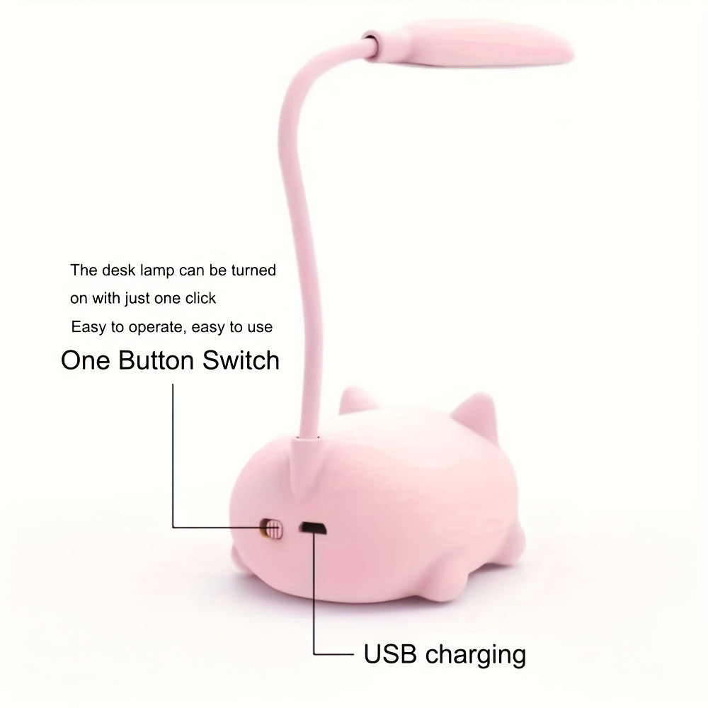 Kids Night Light in Bunny or Cat Designs, Foldable USB-Rechargeable Mini Table Lamp for Bedroom Lighting