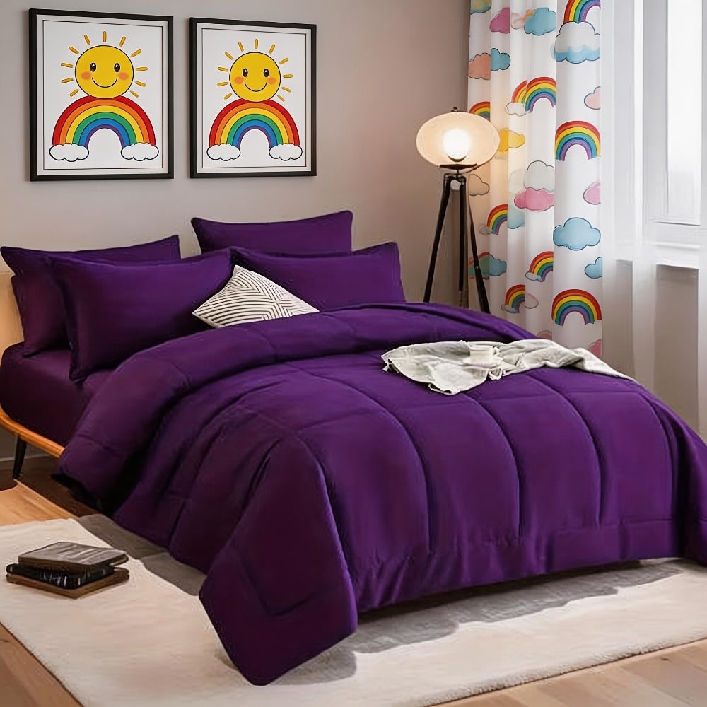 Bed in a Bag Full Queen and King Comforter Set in Soft Satin-Like Fabric (7 Piece)