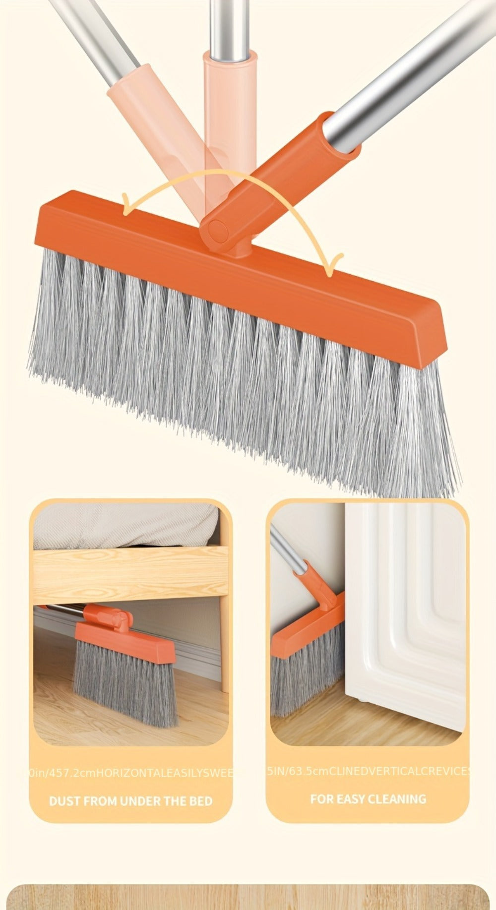 Broom And Dustpan Set with 50 Inch Extended Handle for Dust Hair Debris