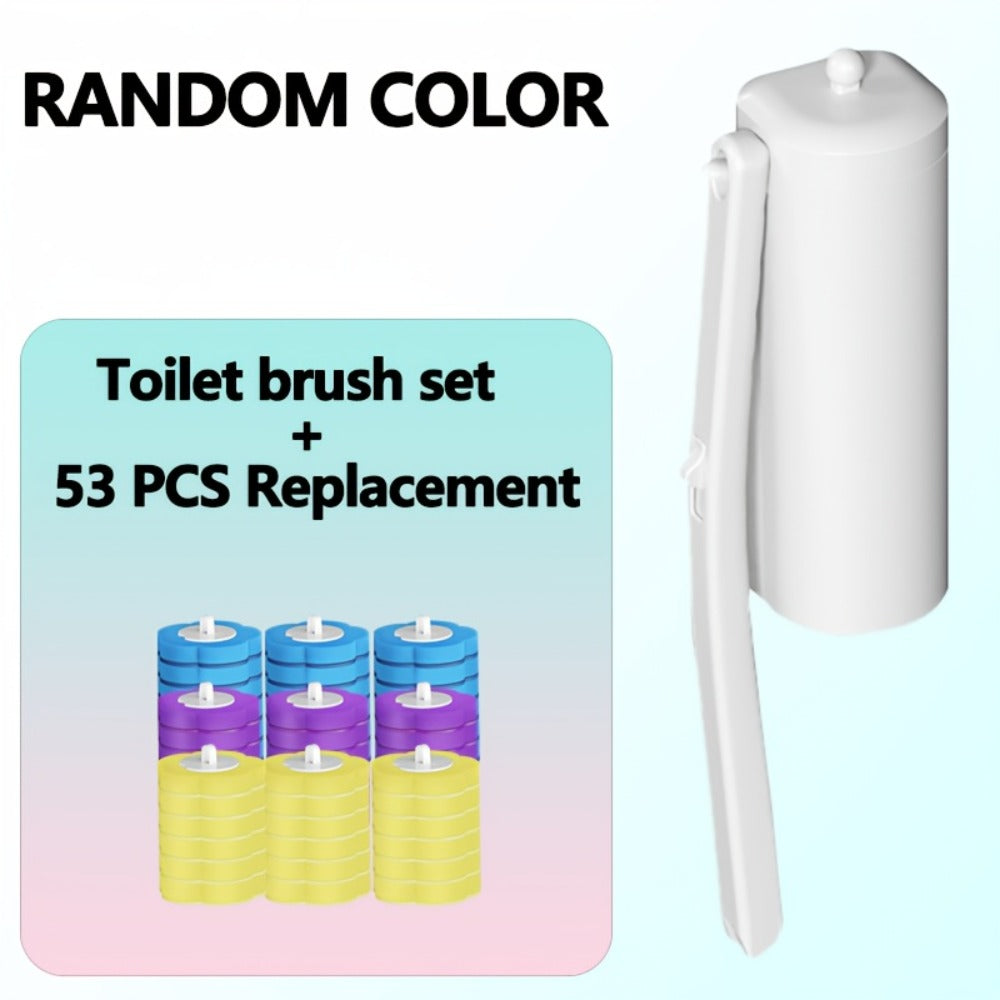 Disposable Toilet Brush with Bracket and Replaceable Heads for Home and Bathroom