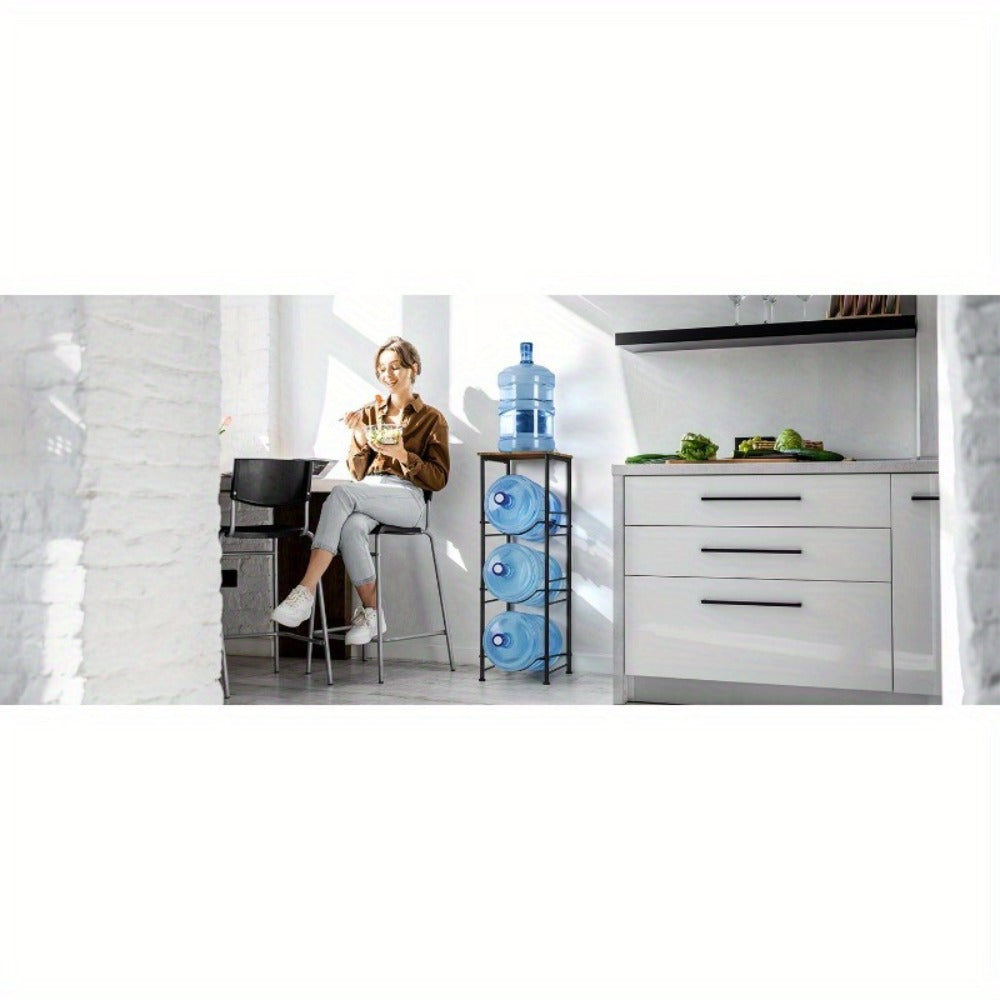 5 Gallon Water Jug Holder in Particleboard and Steel Frame for Kitchen and Office (3-Tier Rack Organizer)