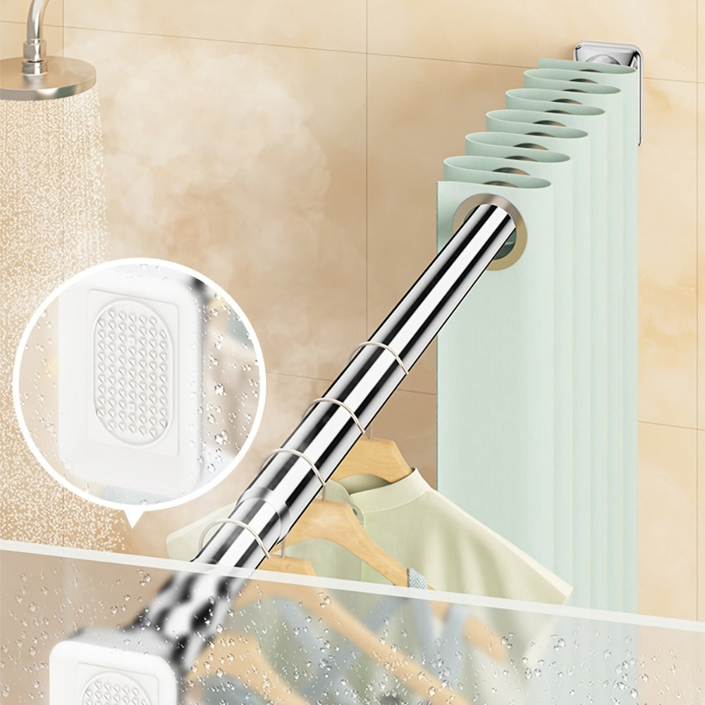 Curtain Rod, 33mm Steel Telescopic Tension Rod with Adjustable Length and No-Drill Installation for Large Windows