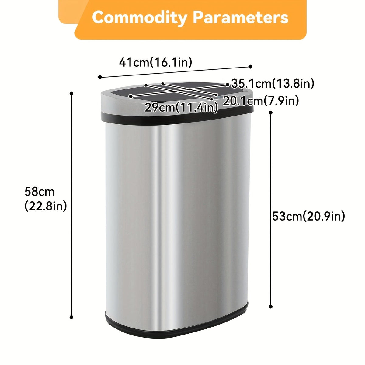 13 Gallon 50L Touchless Motion Sensor Trash Can for Kitchen and Home Office
