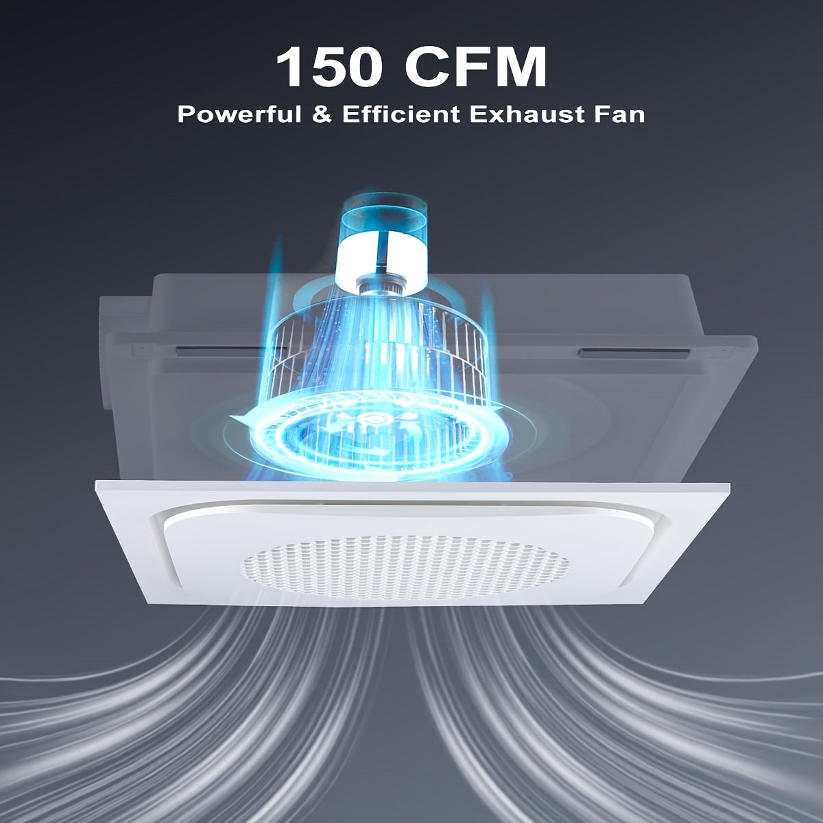 Bathroom Exhaust Fan Combo (150 CFM) in a Quiet Ventilation Design with 40W LED Night Light