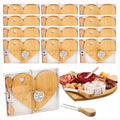 Mini Heart Charcuterie Board Set 6/12 Pack – Wood Cheese Board with Knives Bridal Shower Favor Thank You Gift Box for Wedding Birthday Valentine Christmas Party Guest Bamboo Acacia