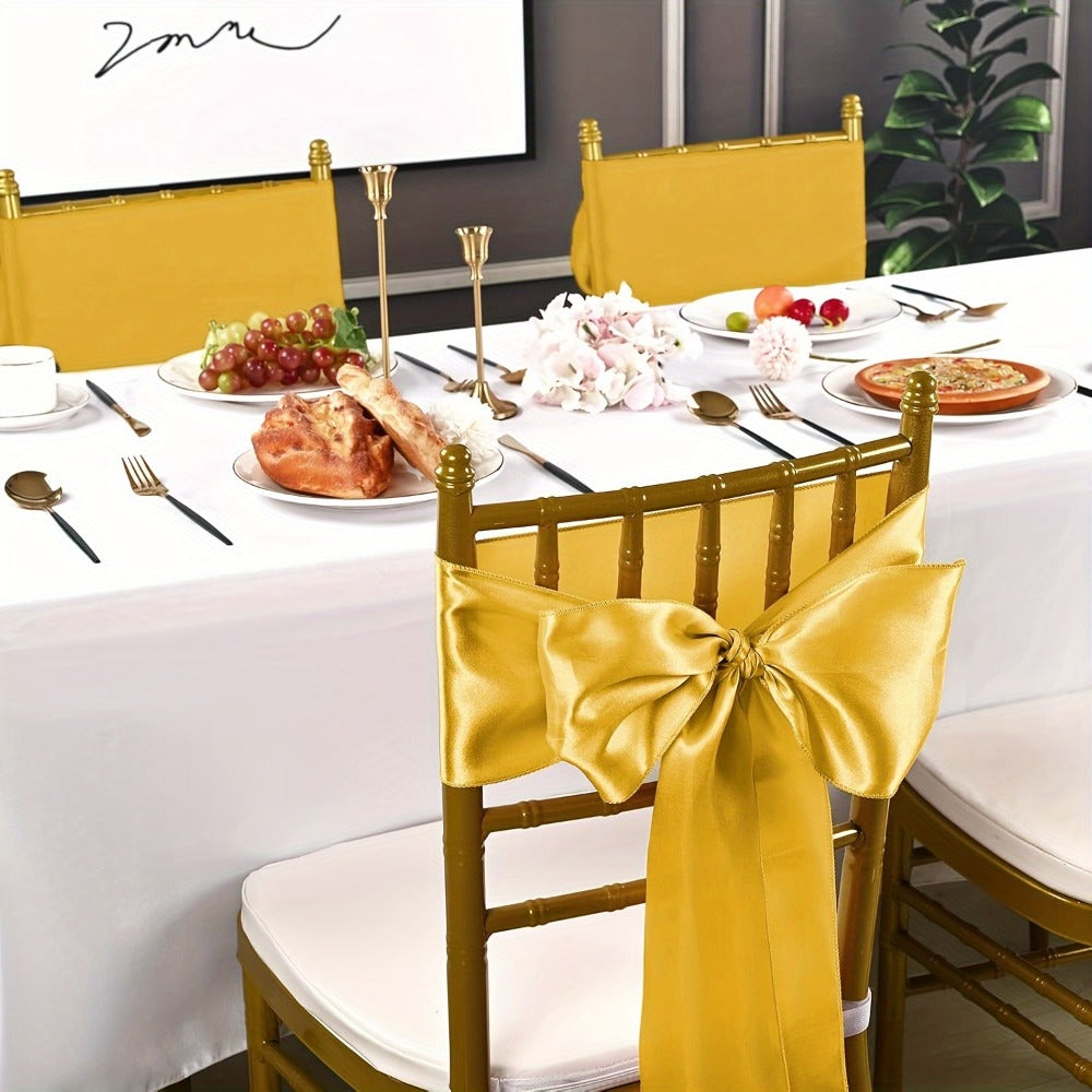 100pcs Satin Chair Sashes Bows for Wedding Banquet Party Event Decoration – 13 Colors, 18×275cm