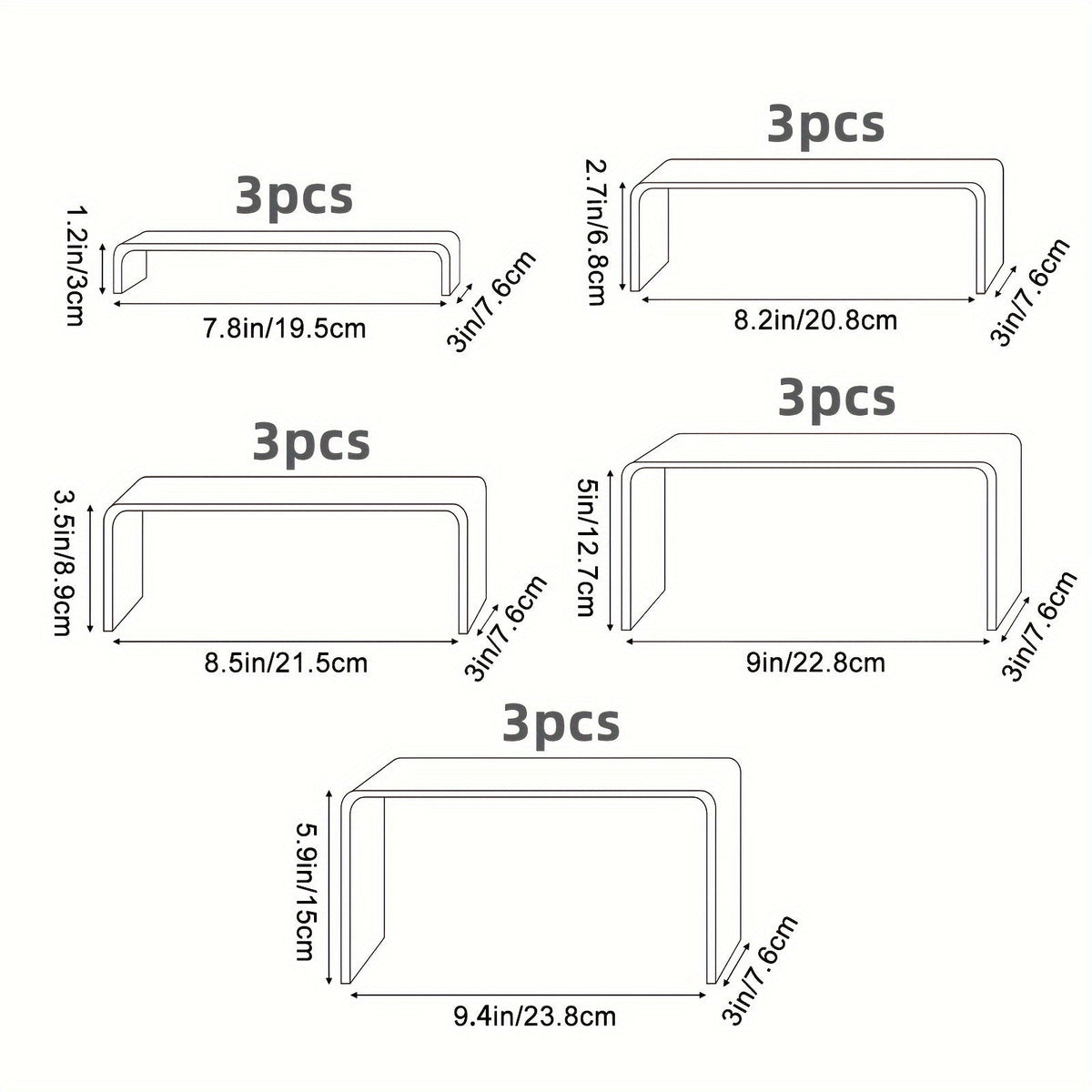 Clear Acrylic Risers Display Stands Set Funko Pop Cupcake Jewelry