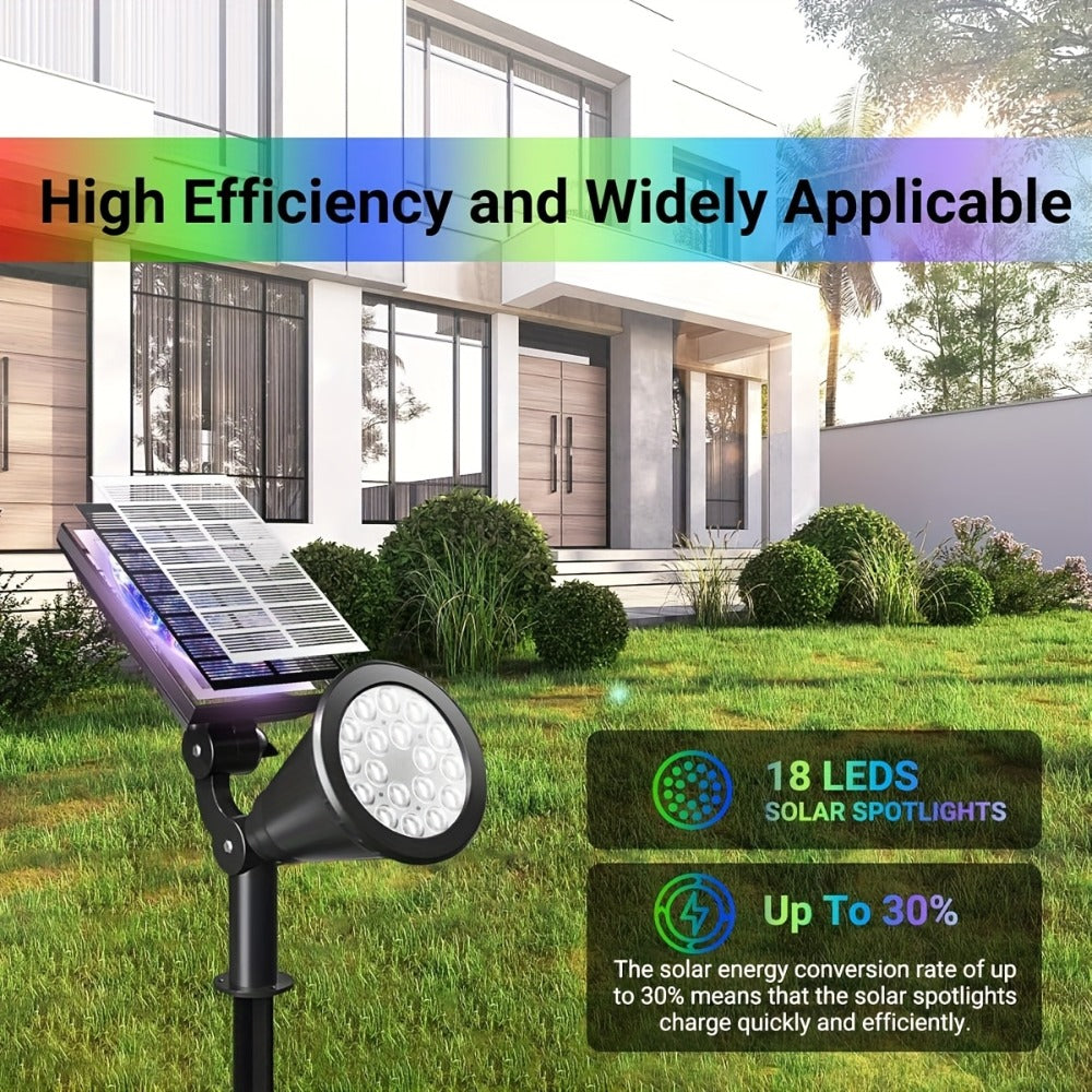 Solar Landscape Lights with 8 Color Modes Outdoor Solar Spotlight for Garden