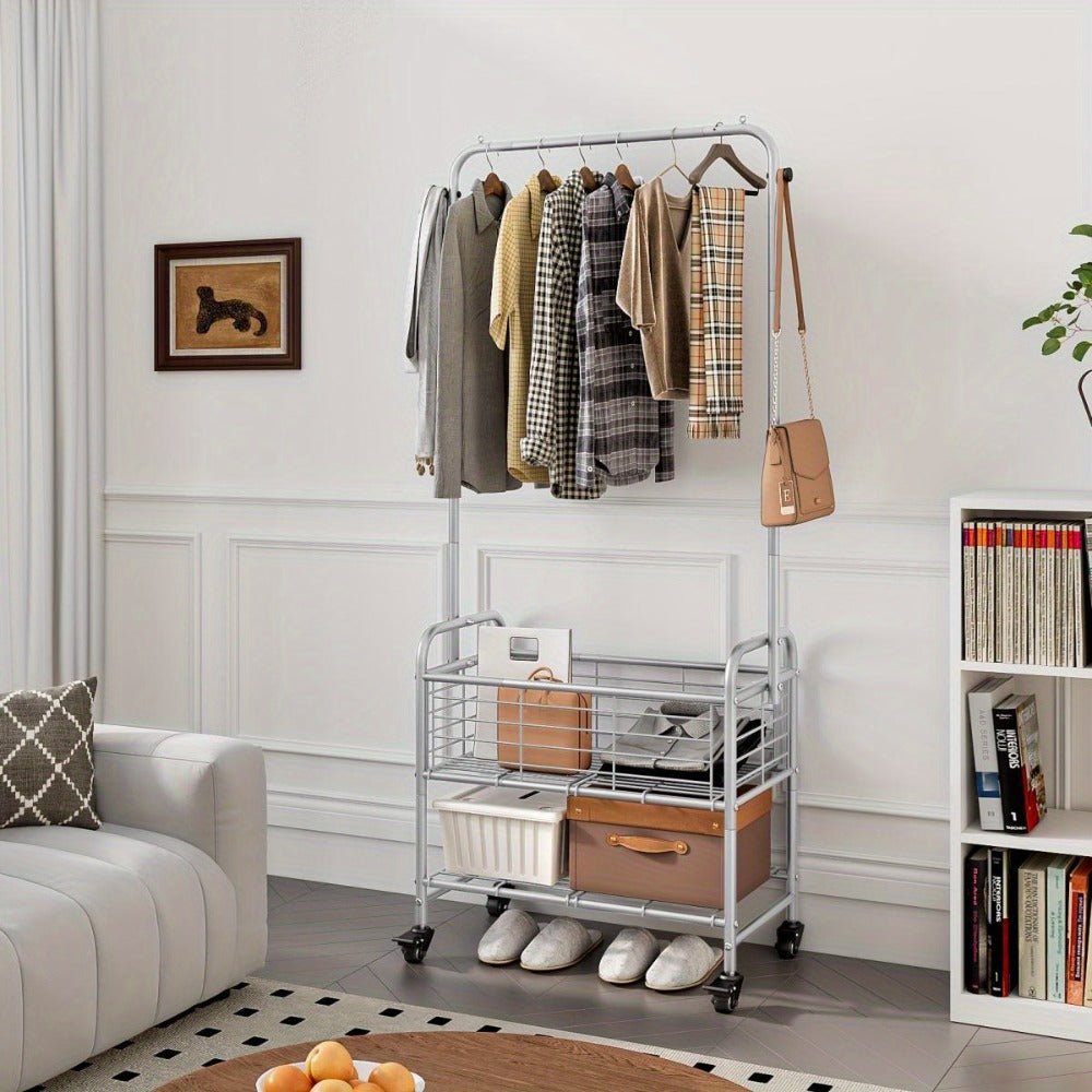 Laundry Basket, Wheels and Hanging Rack, Multifunctional Clothes Hamper for Laundry Room Bedroom Bathroom