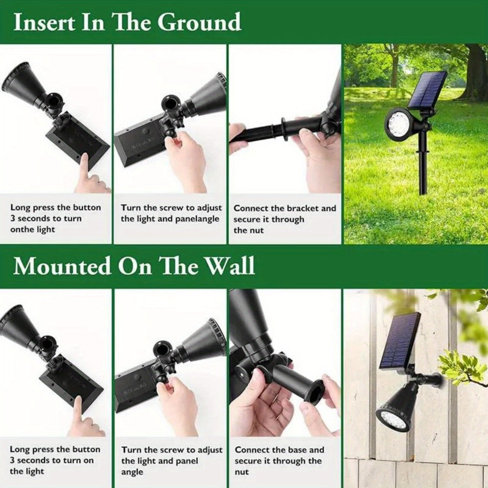 Solar Landscape Lights with 8 Color Modes Outdoor Solar Spotlight for Garden