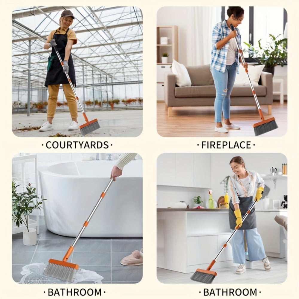 Broom And Dustpan Set with 50 Inch Extended Handle for Dust Hair Debris