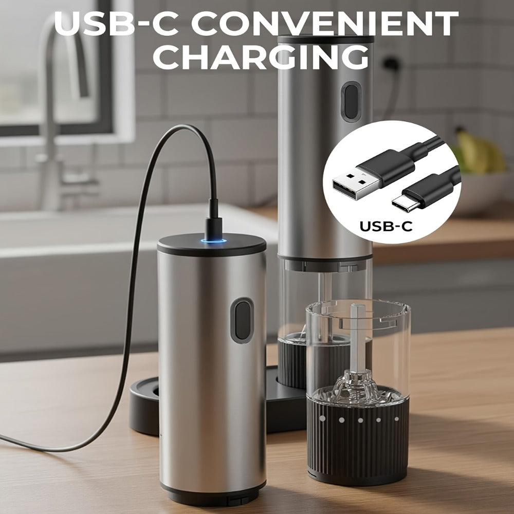 Electric Pepper Grinder with 5-Level Adjustable Coarseness and Ceramic Core for Kitchen Cooking