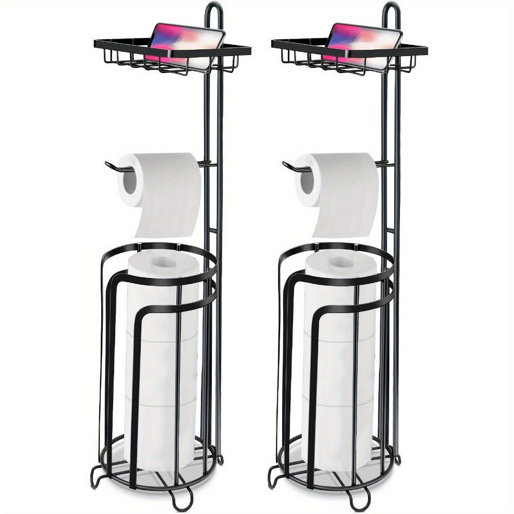 Stainless Steel Stand 3 Extra Roll Storage Modern Bathroom Organizer, Freestanding Toilet Paper Holder