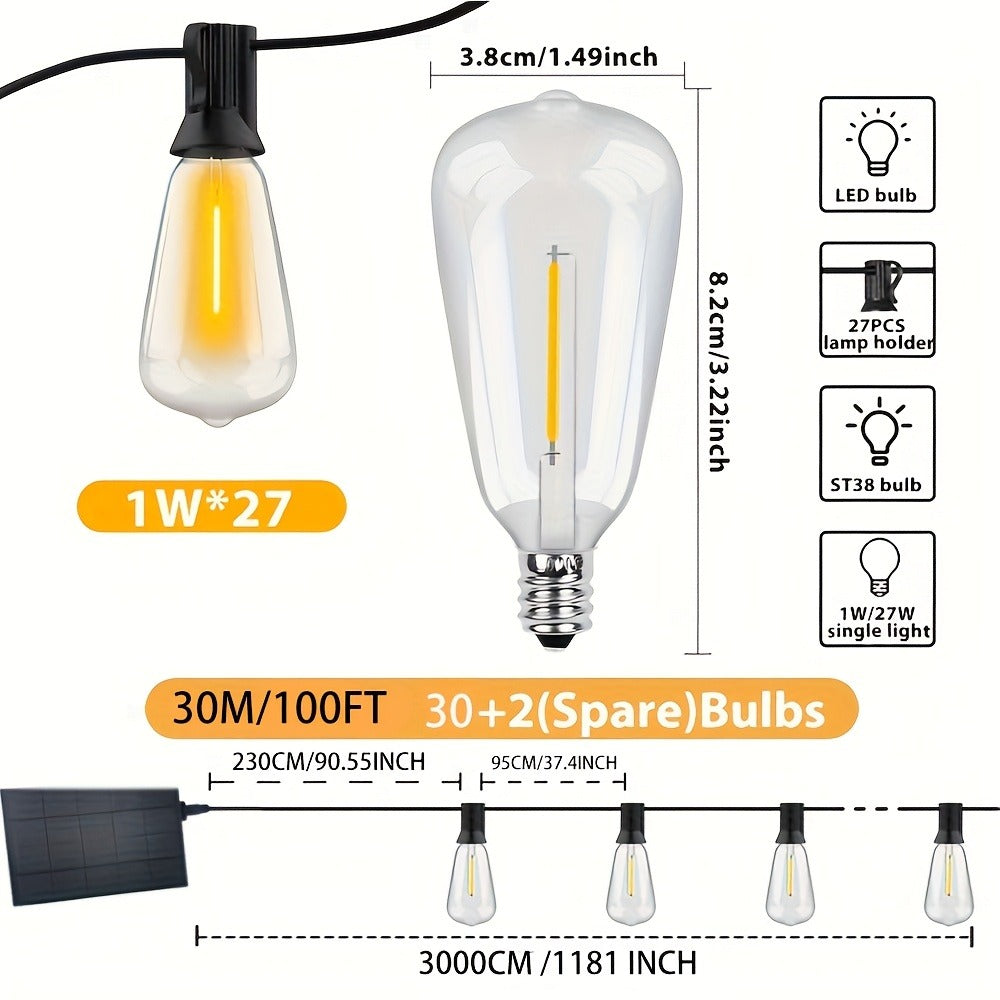 Solar String Lights in an Outdoor Design with Remote Control