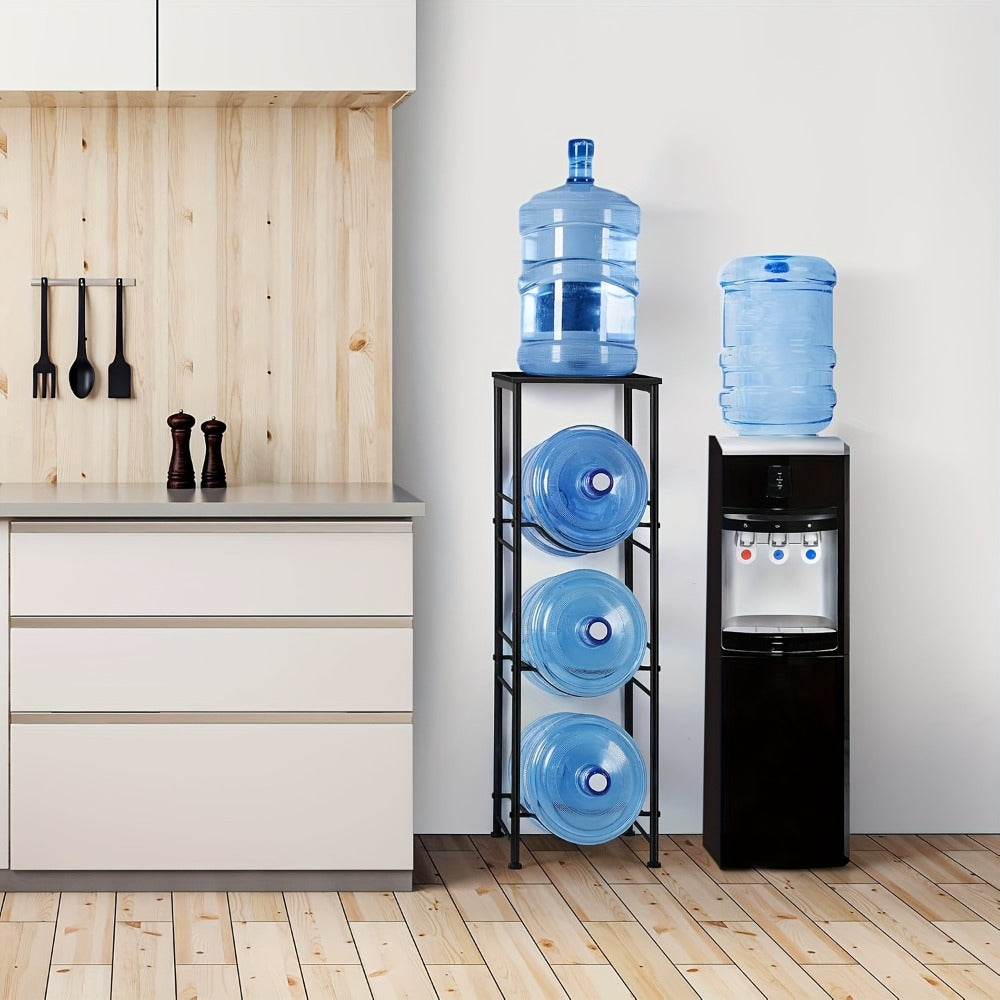 5 Gallon Water Jug Holder in Particleboard and Steel Frame for Kitchen and Office (3-Tier Rack Organizer)
