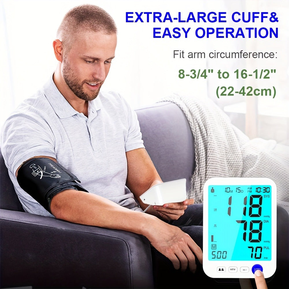 Upper Arm Blood Pressure Monitor with Large LED Backlit Screen for 2 Users