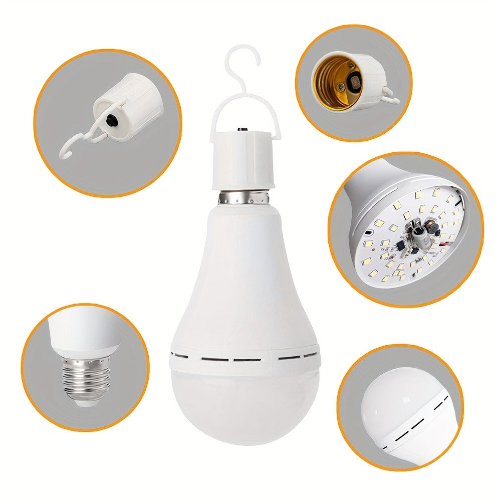 Rechargeable Emergency LED Light Bulb 4 Pack, 12W 6500K, for Camping and Power Outage