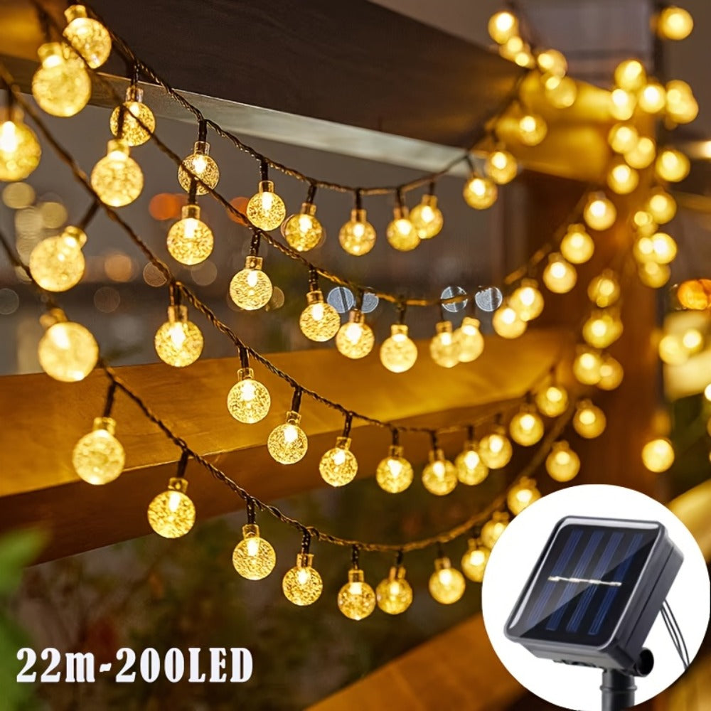 Solar String Lights in an Outdoor Design with Remote Control