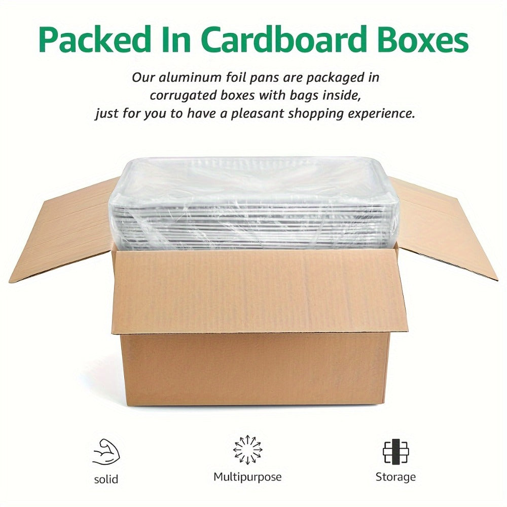 25 Pack Disposable Aluminum Pans with Lids for Roasting and Reheating