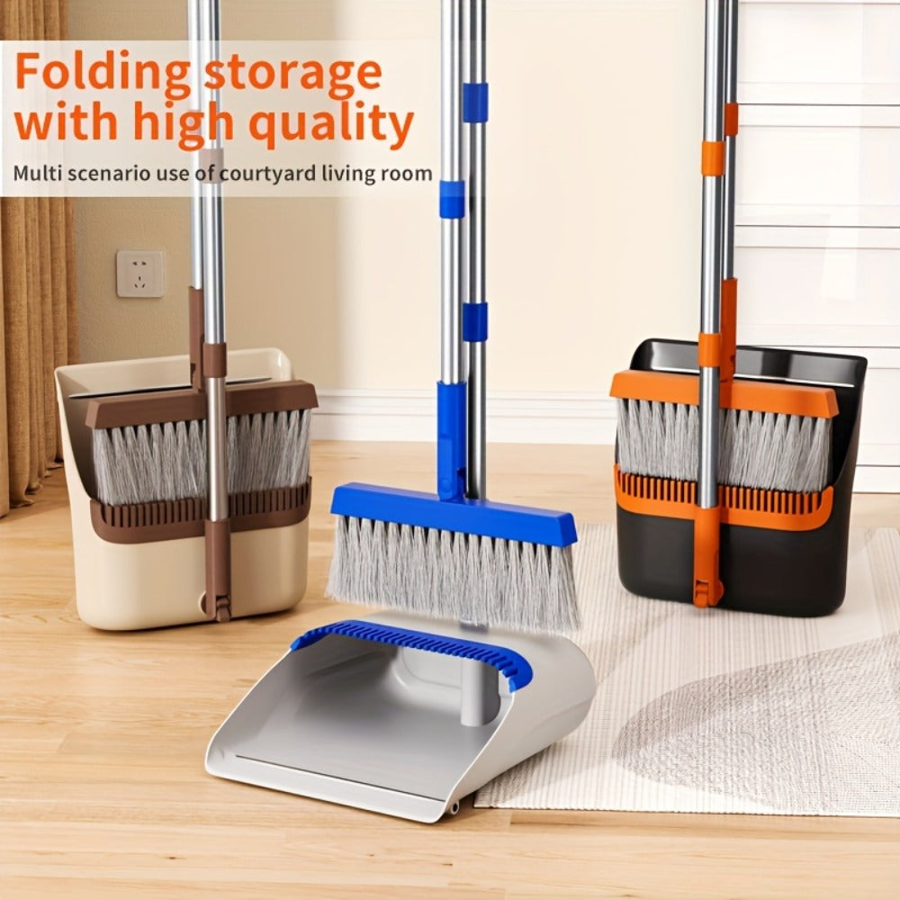 Broom And Dustpan Set with 50 Inch Extended Handle for Dust Hair Debris
