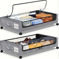 Foldable Under-Bed Organizer Bins with Wheels and Zippered Lids for Clothing and Bedding Storage, Storage Containers