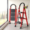 Folding Step Stool Ladder 500lbs Heavy Duty Steel with Anti-Slip Wide Treads & Handrails – Safety Lock, Portable Multi-Step Ladder for Home, Kitchen & Outdoor Use, Mini / Medium / Large