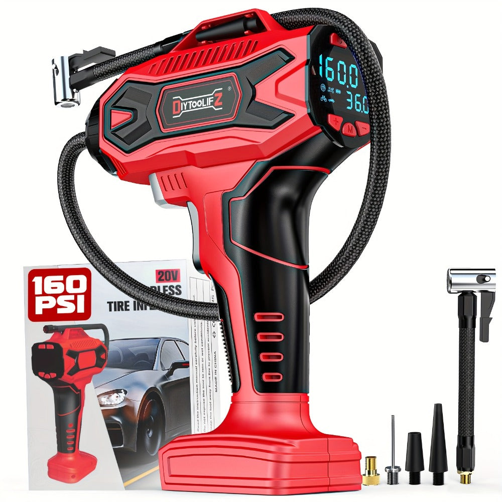 Tire Inflator, Cordless 160PSI Portable Air Compressor Compatible, DeWalt 20V / 18V Battery Digital Pressure Gauge