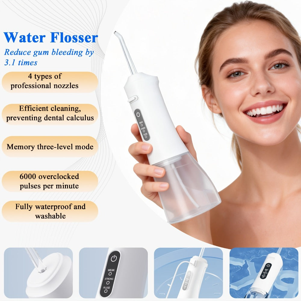 Water Flosser Cordless, Rechargeable Electric Dental Cleaner, Portable for Home & Travel Use