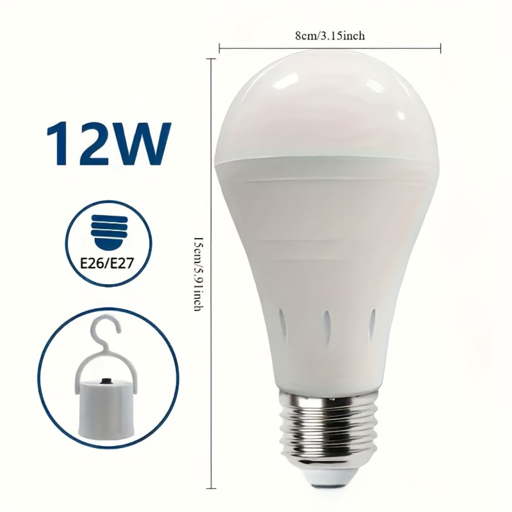 Rechargeable Emergency LED Light Bulb 4 Pack, 12W 6500K, for Camping and Power Outage