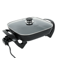 Electric Skillet 12x12 Inch Nonstick Ceramic with Glass Lid 1400W Adjustable Temperature up to 420°F – Aluminum Body Electric Frying Pan for Fry Bake Steam Simmer, Black & Copper