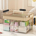 Multi-Layer Transparent Plastic Pill Organizer Cabinet, Spacious Drug & First Aid Supply Organizer, Medicine Storage Box