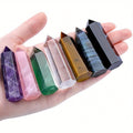 Natural Rainbow Fluorite Crystal Tower Set 7PCS – Hand-Polished Hexagonal Gemstone Obelisks 2.2 Inch, Crystal Points for Home Decor, Meditation, Reiki & Holiday Gift, Eco-Crafted Mineral Collection