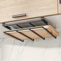 Kitchen Hook Rack for Cutting Boards Lids & Cabinet Door – Heavy Duty Carbon Steel Wall Mounted Organizer for Kitchen Tools & Bathroom Supplies, Rust-Resistant Black