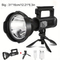 XHP90 High Power LED Flashlight USB Rechargeable Powerful Spotlight Searchlight – 4 Modes, Camping Lantern Torch with Bracket for Fishing Camping Hiking Hunting Outdoor Adventure Patrol