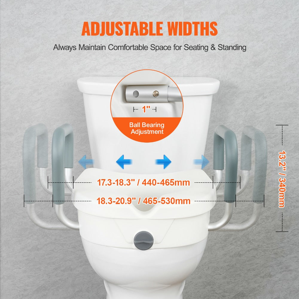 Raised Toilet Seat with 350 lbs Capacity for Seniors and Elderly