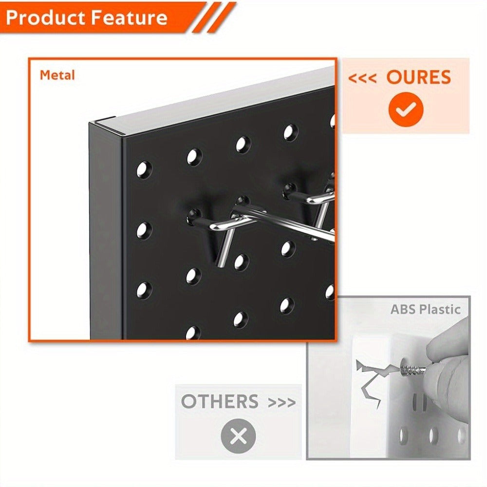 Pegboard Wall Panels in Heavy-Duty Steel, Two or Four-Pack Wall-Mounted Tool Organization for Garage Workshops