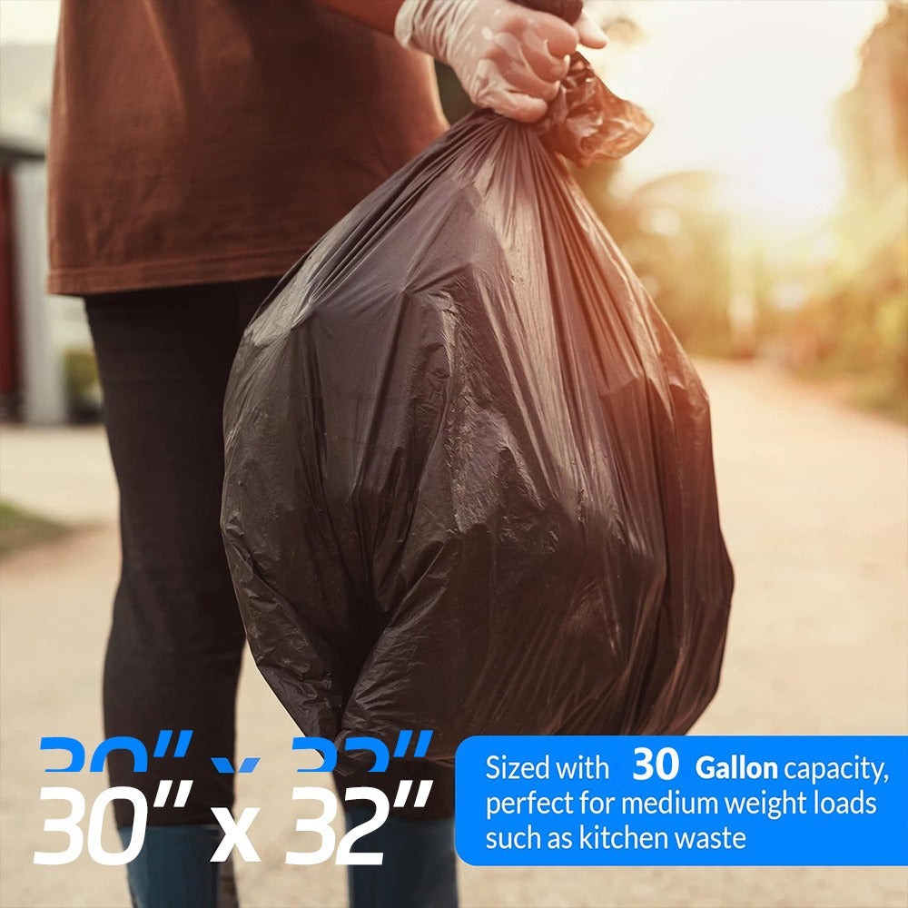 Trash Bags: 30 Gallon 200 Count, Black Large Garbage Bags, Ultra Strong Leak-Proof, 113.5L Heavy Duty Bags for Kitchen, Industrial