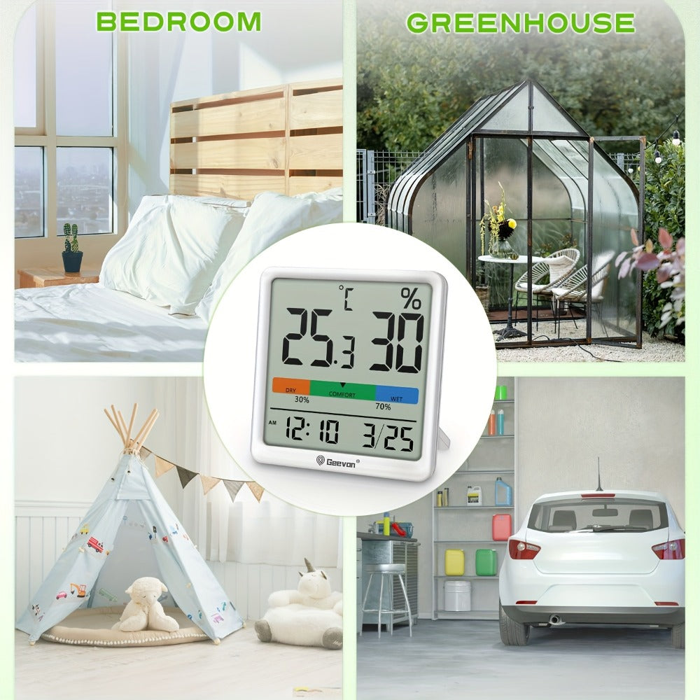 Digital Indoor Thermometer Hygrometer with Clock and Calendar for Home Office
