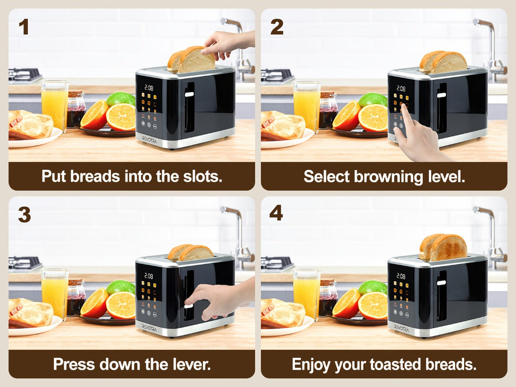 Stainless Steel Toaster 2 Slice with LED Display & Extra Wide Slots – 6 Shade Settings, Defrost Reheat Cancel Functions, Removable Crumb Tray, Compact Design for Bagels, Waffles & Bread