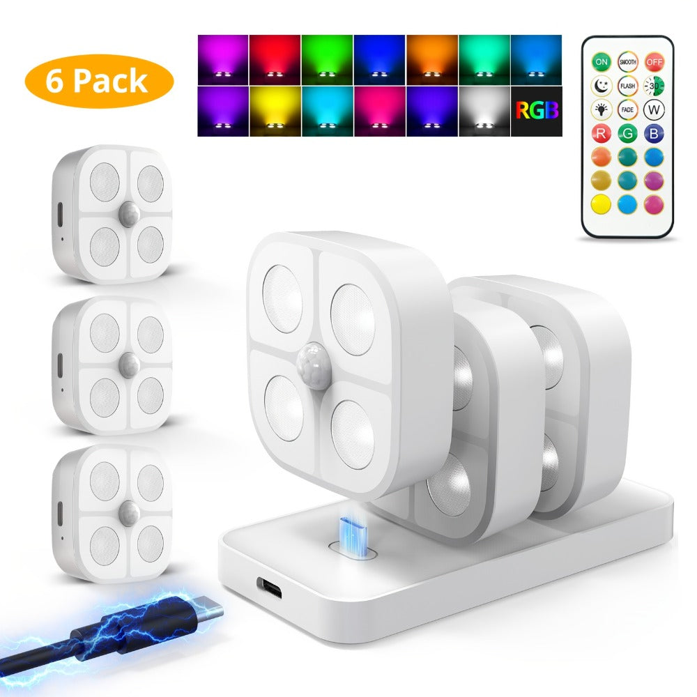 Puck Lights, Wireless LED Closet Lights, Color Changing Night Light for Hallway Stairway Bathroom Bedroom Kitchen