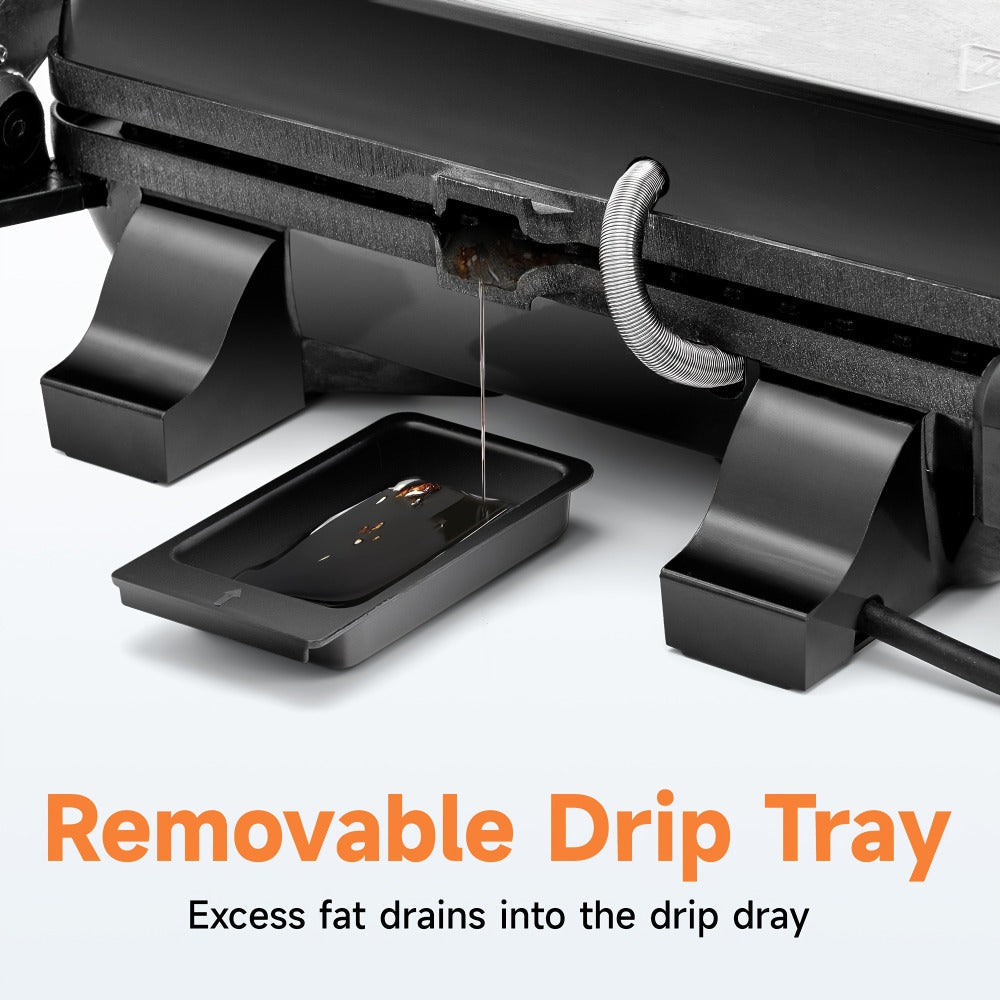 Sandwich Maker with Floating Hinge Grease Tray Temperature Control for Home Dorm Office