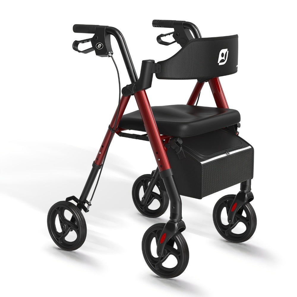 Rollator Walkers For Seniors with Ergonomic Backrest and Dual Adjustable Height