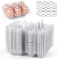 Plastic Egg Cartons, 60 Pack Clear 6-Cavity Reusable Egg Holders with 4 Label Stickers – Bulk Egg Carton Set for Home, Ranch, Chicken Farm, Market Display, Kitchen Storage and Refrigerator