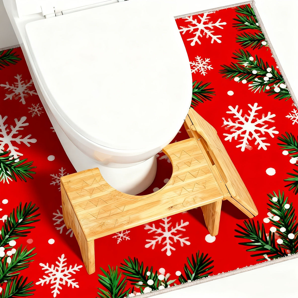 Toilet Stool Foldable Bamboo Squatting Stool – Ergonomic 7-Inch Height for Natural Constipation Relief | Collapsible Non-Slip Bathroom Footstool for Space Saving, Travel & Easy Storage