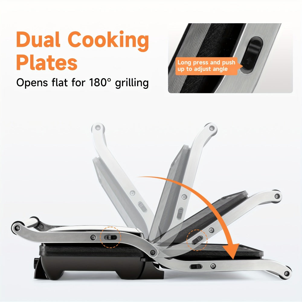 Sandwich Maker with Floating Hinge Grease Tray Temperature Control for Home Dorm Office