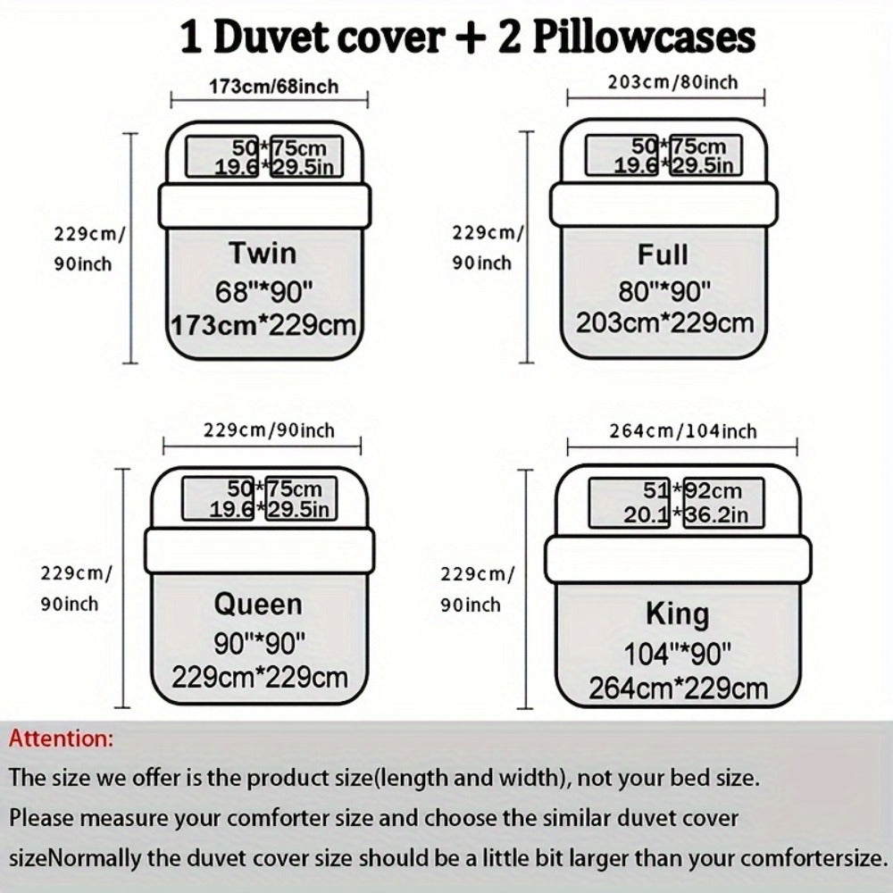 Duvet Cover Set 3pcs Soft Crown Print Bedding with 2 Pillowcases Twin Full Queen King All Seasons