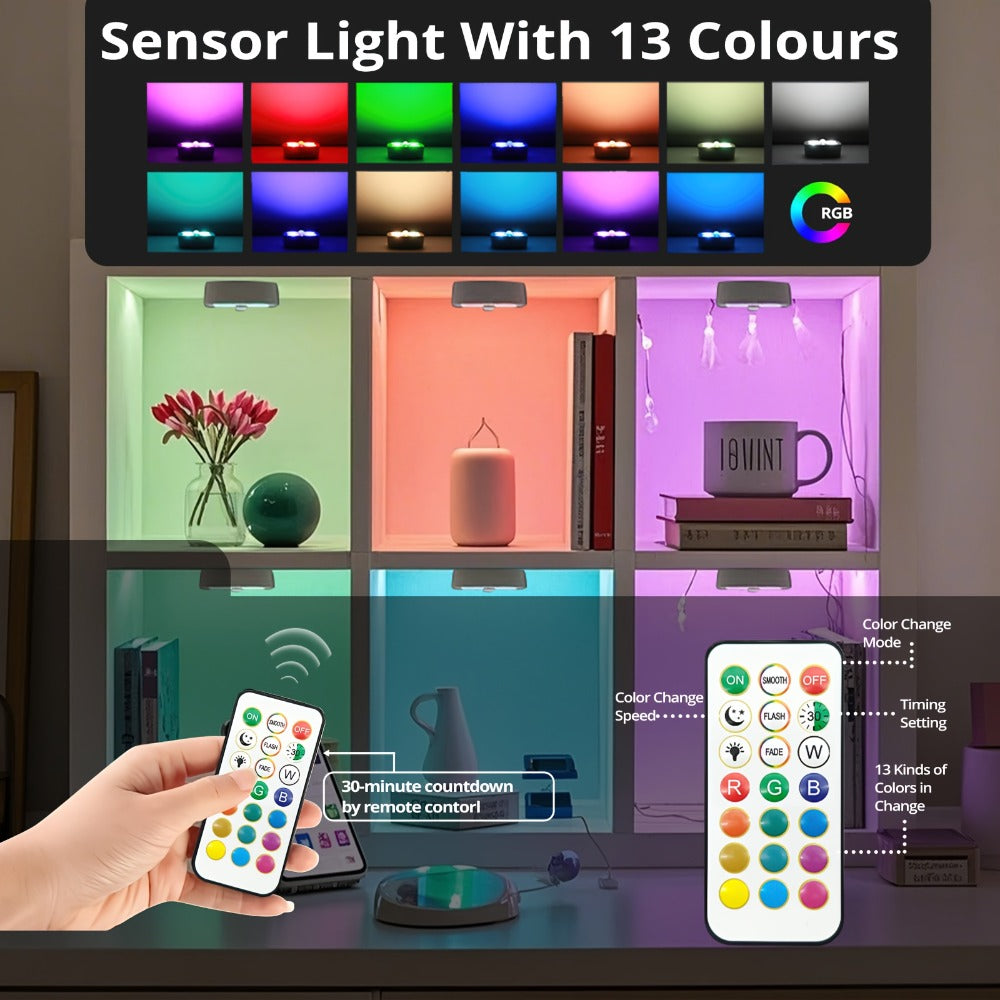 Puck Lights, Wireless LED Closet Lights, Color Changing Night Light for Hallway Stairway Bathroom Bedroom Kitchen